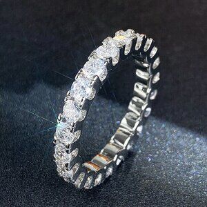 🔥 925 Silver Plated Round Rectangle Diamond CZ Rings For Women, HA4575-6